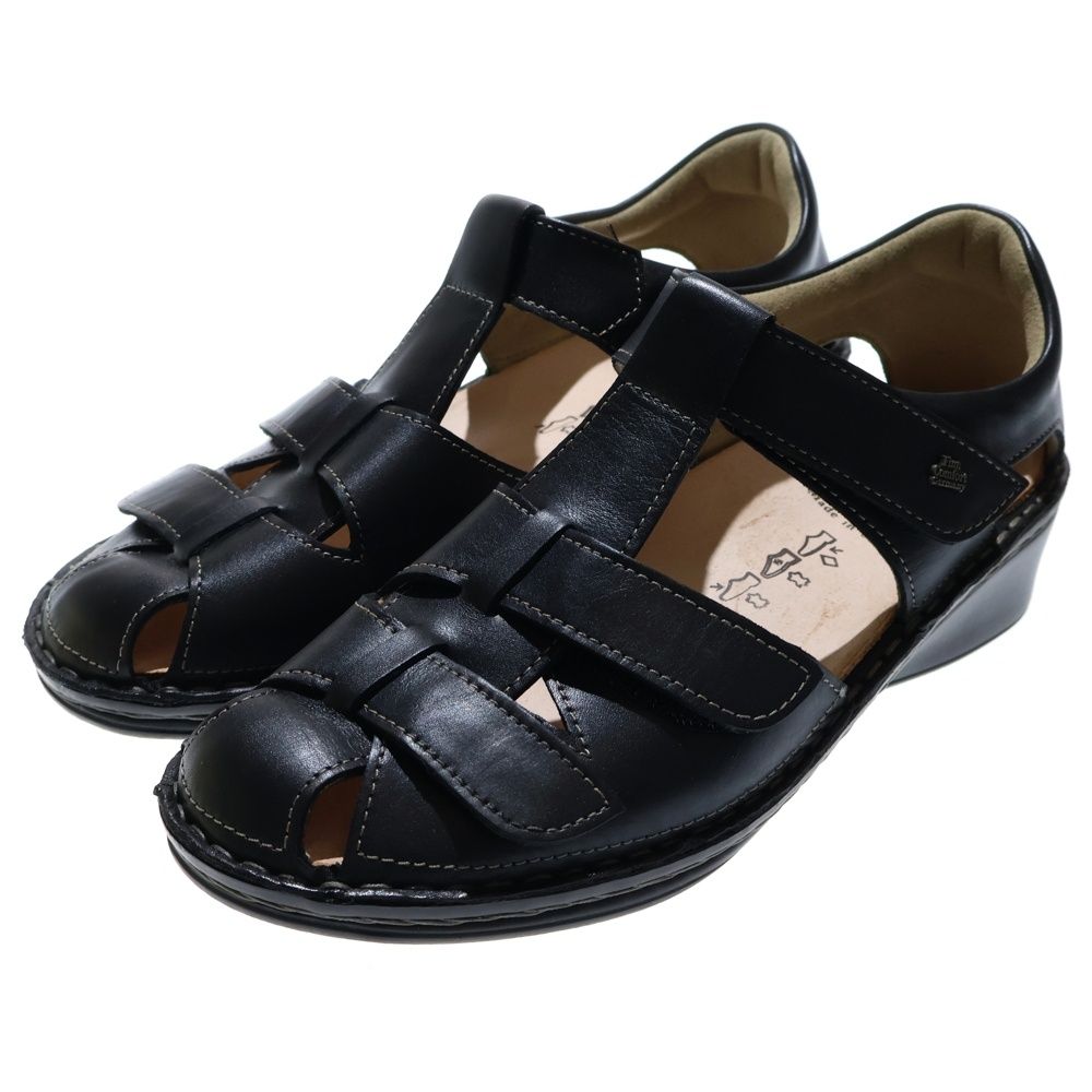 NO BRAND ノーブランド FINNCOMFORT フィンコンフォート レザー ストラップ ヒューネン サンダル ブラック レディース 0587 609 2