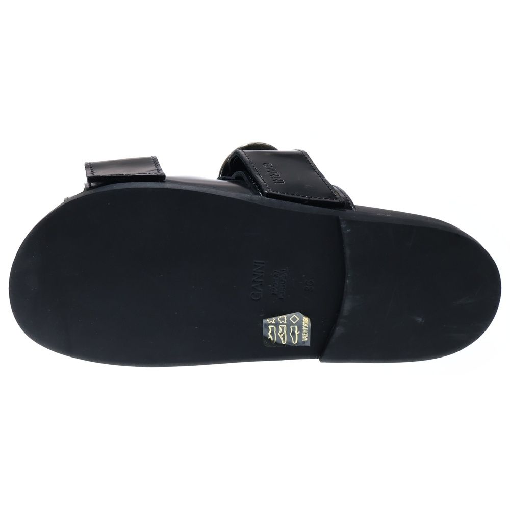 GANNI (ガニー) シルバーバックル ストラップ付き レザーサンダル