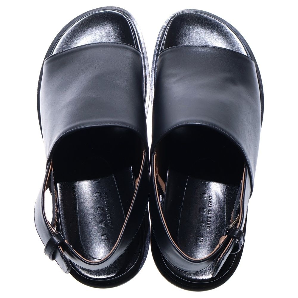 大人っぽい MARNI マルニ バックストラップ レザー サンダル ブラック レディース