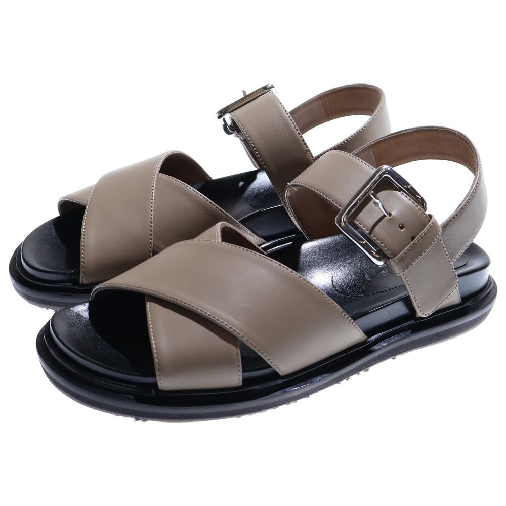MARNI マルニ フスベット レザーサンダル ブラック レディース