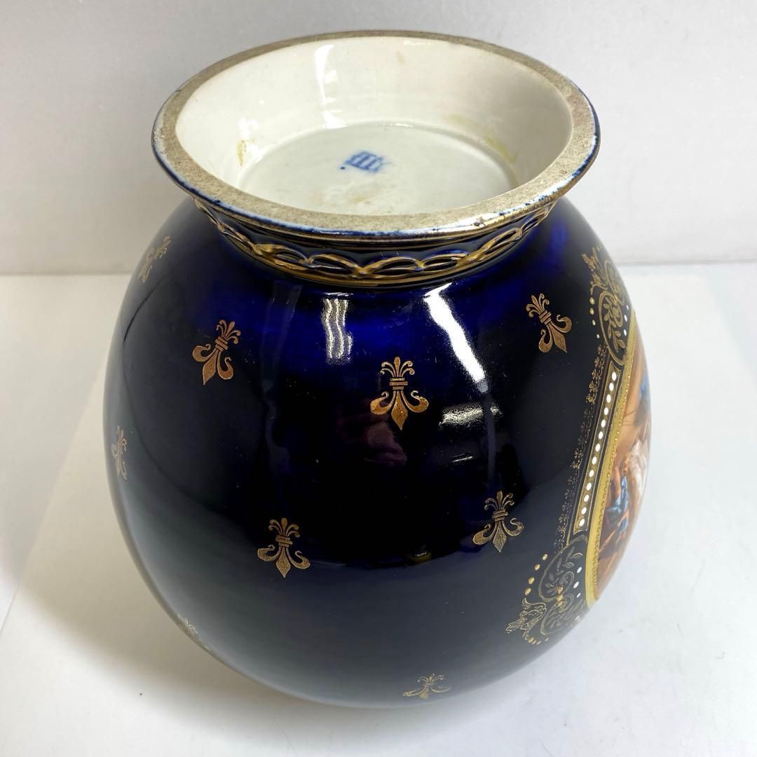 ロイヤルヴィエナ コバルト金彩手描人物フラワーベース 東Y7-0122 トコオ NEXPOTALLINN_EU