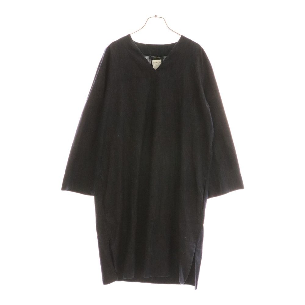 S MAX MARA エス マックスマーラ ノーカラー Vネック コットン 長袖ワンピース ネイビー レディース 91910111-000