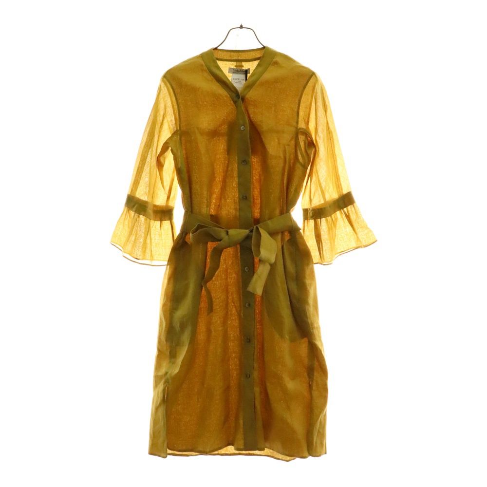 S MAX MARA エス マックスマーラ ノーカラー 長袖シャツワンピース ドレス イエロー レディース 92210812-033