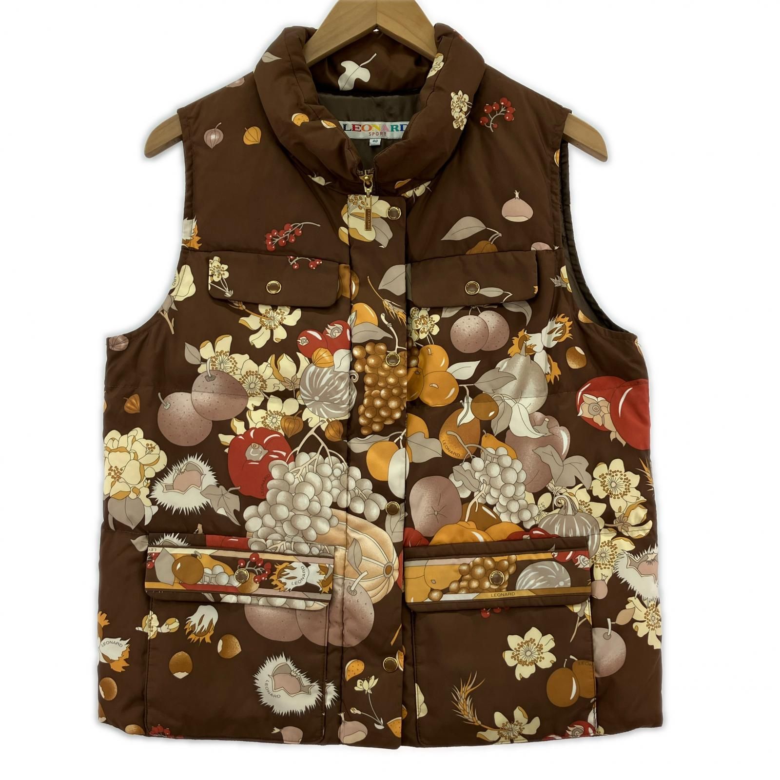 ディスカウント LEONARD レオナールベスト size40/ブラウン系 LEONARD