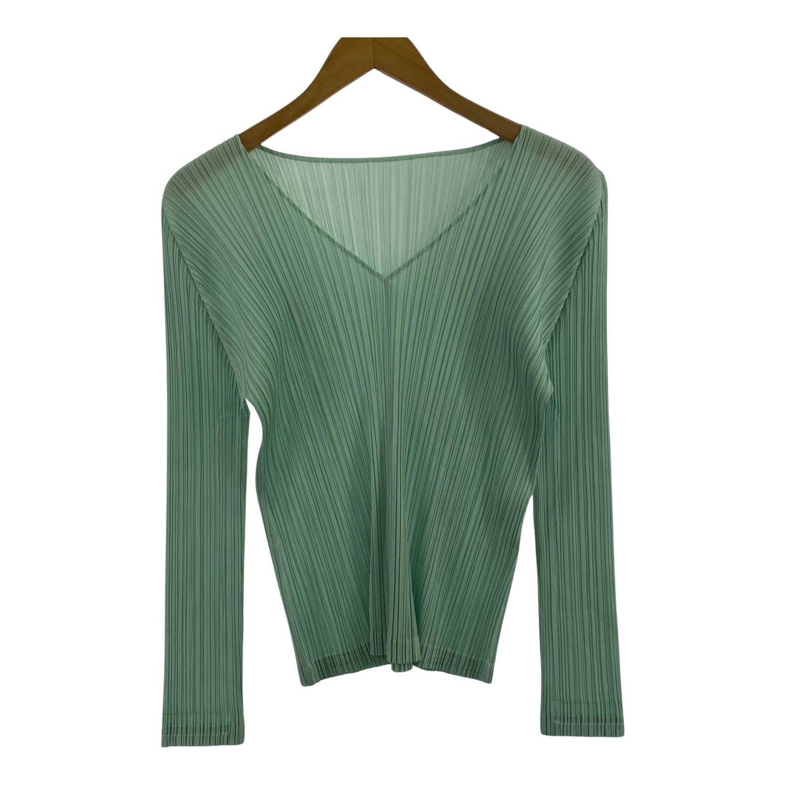 PLEATS PLEASE プリーツプリーズ Vネックプリーツ長袖Ｔシャツ size3|ブルー系