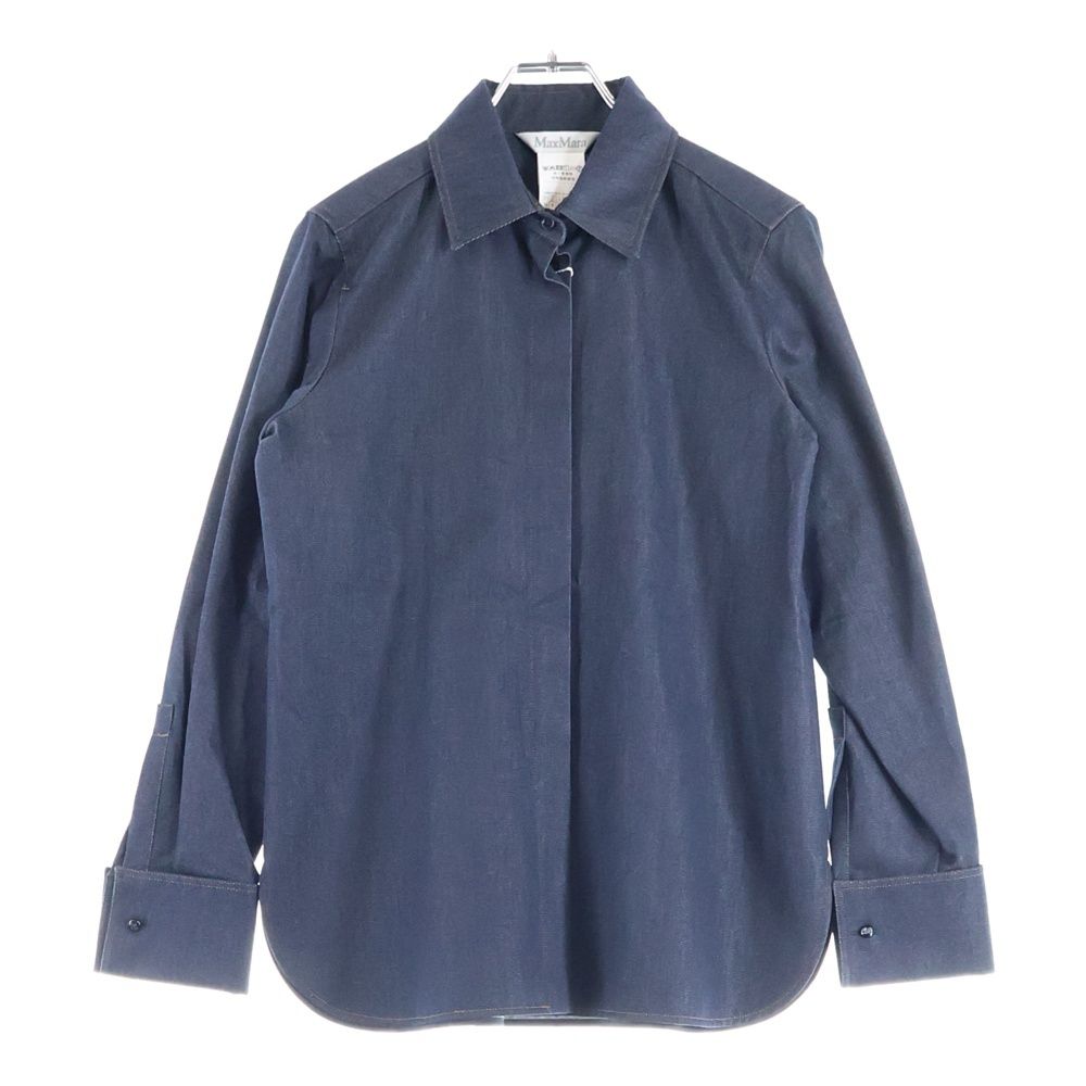 Max Mara マックスマーラ 比翼ボタン デニム 長袖シャツ インディゴ レディース 1160703-001