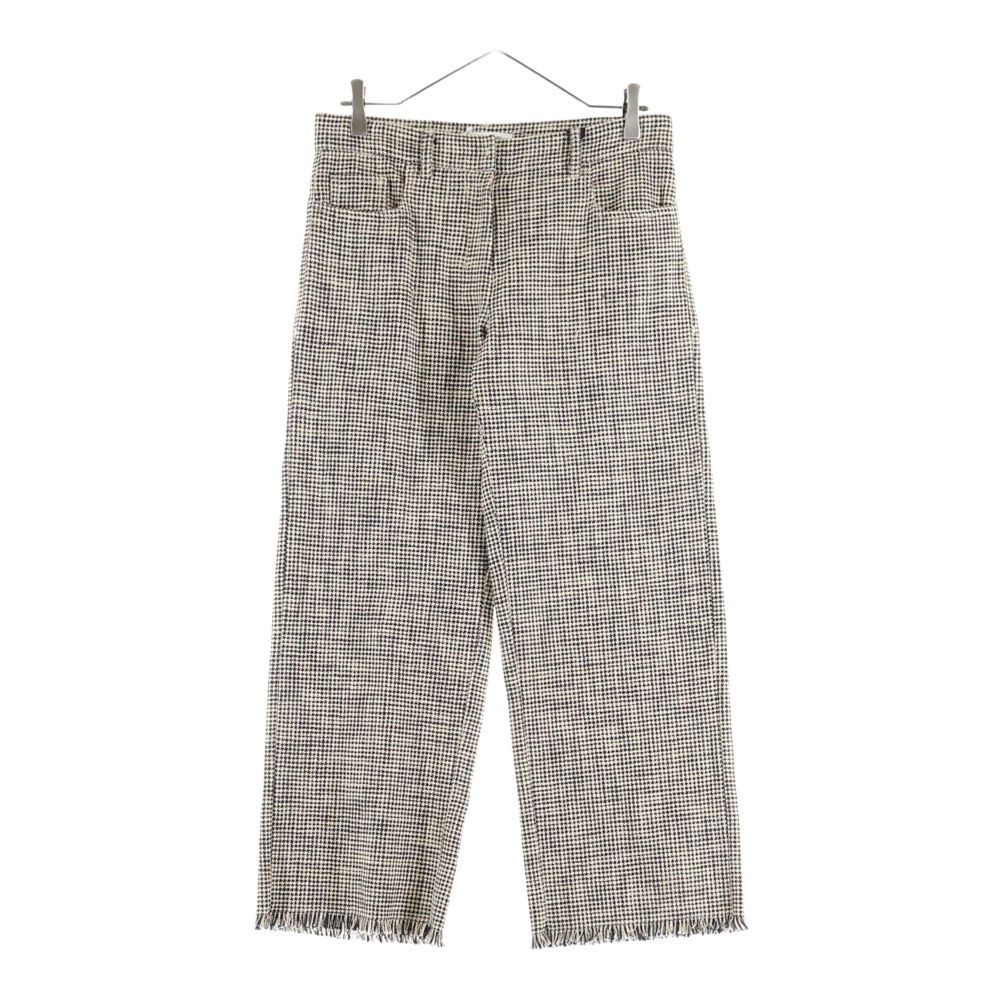 S MAX MARA エス マックスマーラ 千鳥格子 カットオフ ストレートパンツ ブラウン レディース 91311712-001