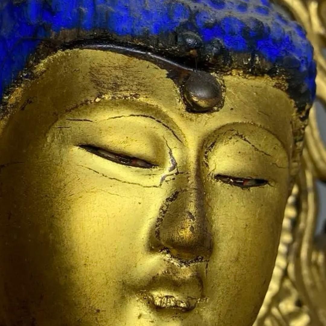 江戸初期 木彫砡眼阿弥陀仏 高さ約40㎝ 東Y7-0123 2Fトニコ