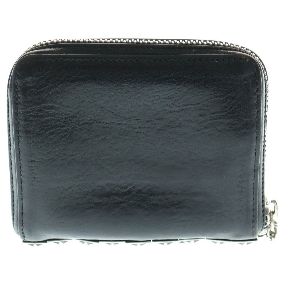 CHROME HEARTS クロムハーツ 3 SIDE ZIP 3サイドジップ サイドピラミッドスタッズレザーウォレット財布 ブラック シルバー