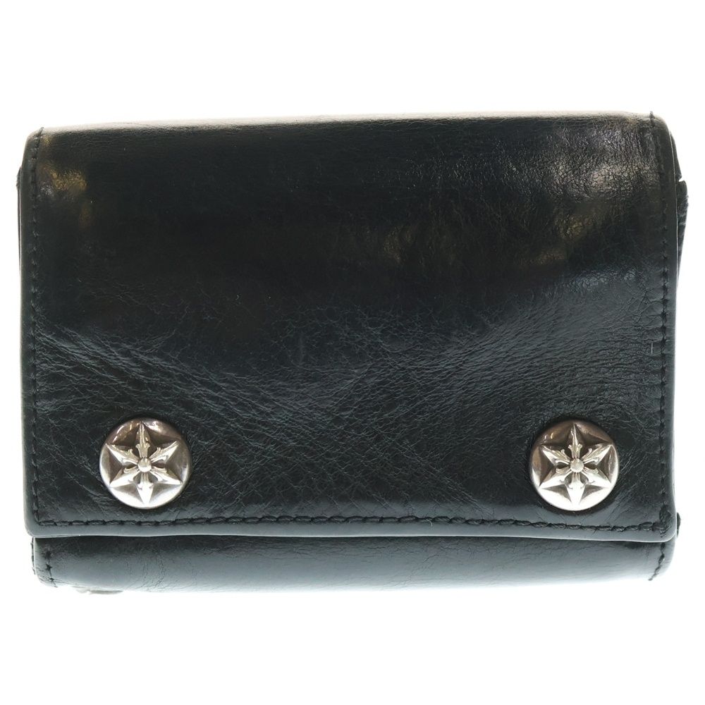CHROME HEARTS クロムハーツ 3FOLD 3フォールド スターボタン レザーウォレット 財布 ブラック BCA364