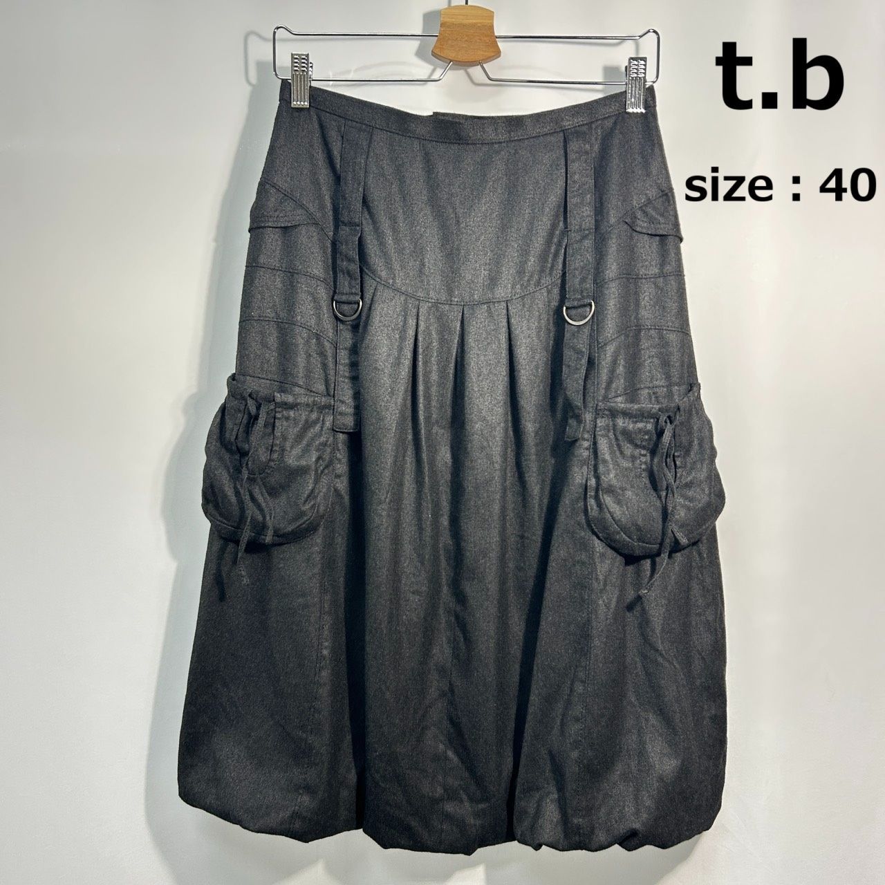 t.b 40 ブラック ひざ丈スカート カーゴタッチバルーンス レディース 個性的 ボリューム 日本製 センソユニコ マツオ ティービー