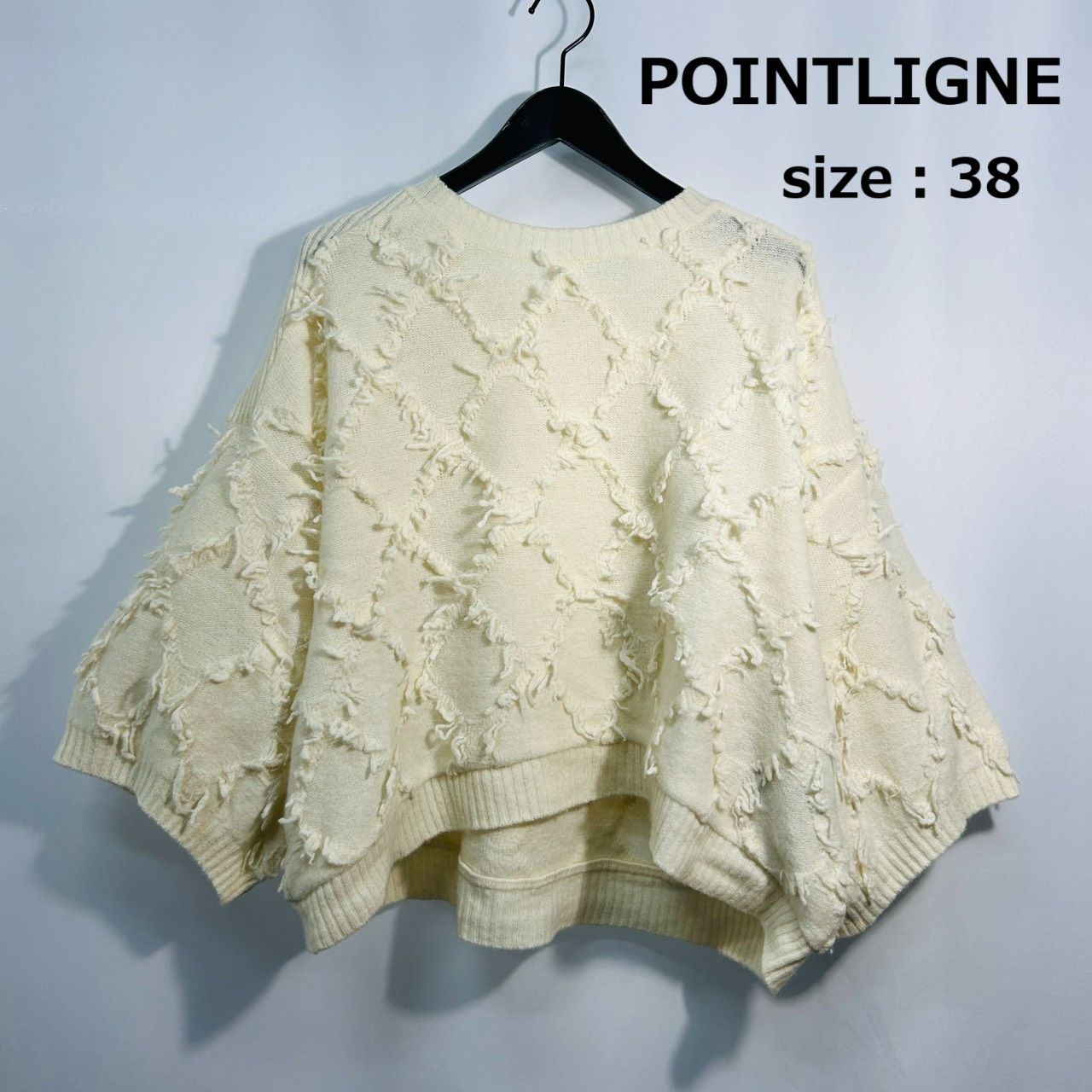 POINTLIGNE 38 ホワイト ニット セーター ゆったり トップス レディース 日本製 生地ウール混 センソユニコ マツオ ポワンリーニュ