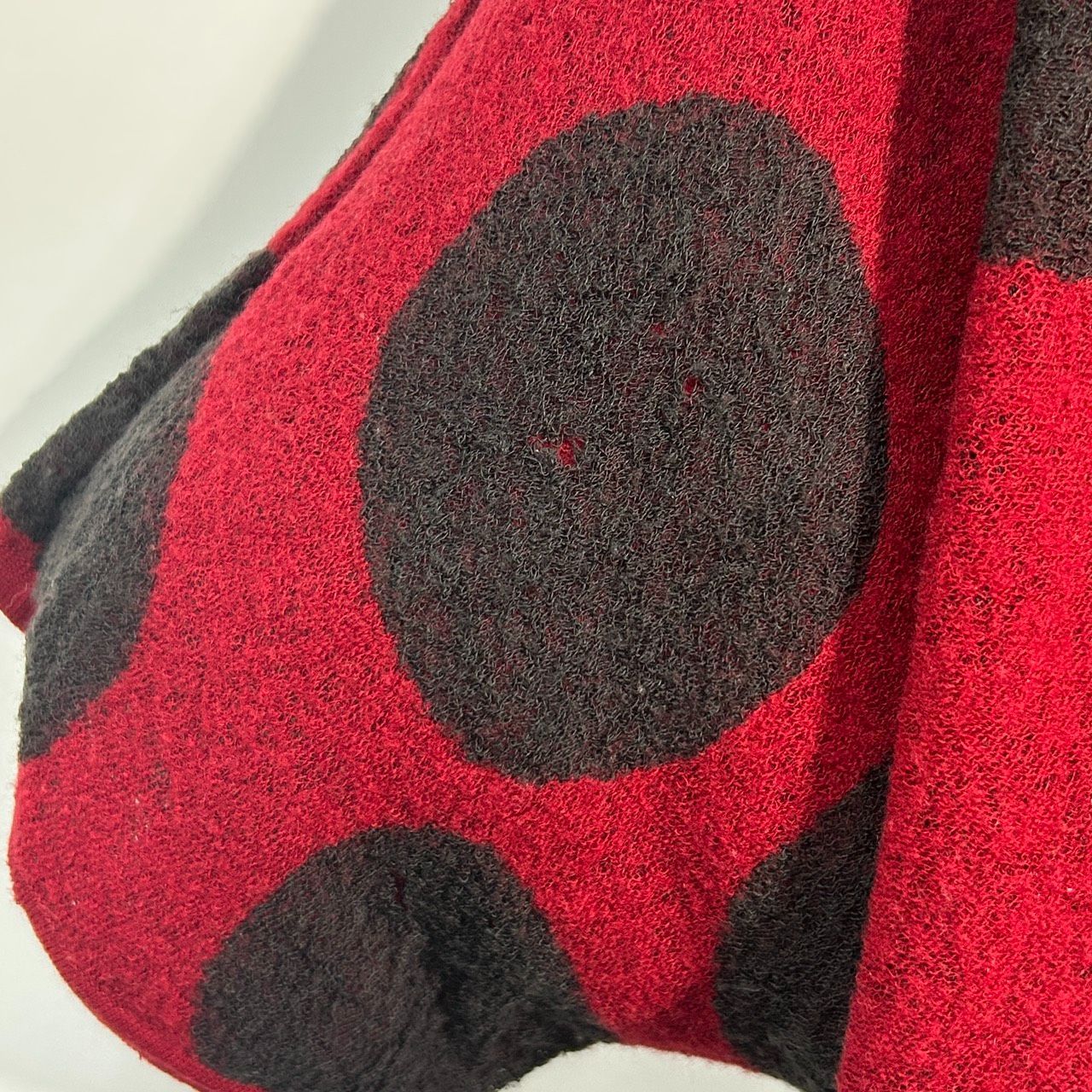  芽風 38 レッド系 ニット セーター プルオーバートップス ドット柄 個性派 レディース 生地ウール センソユニコ マツオ めふう 五分袖 七分袖 ニット セーター