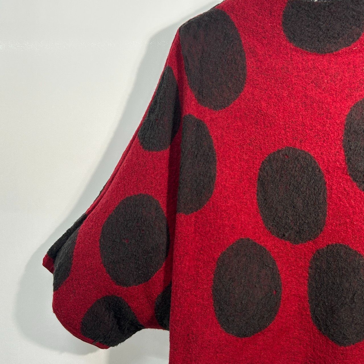 芽風 38 レッド系 ニット セーター プルオーバートップス ドット柄 個性派 レディース 日本製 生地ウール センソユニコ マツオ めふう