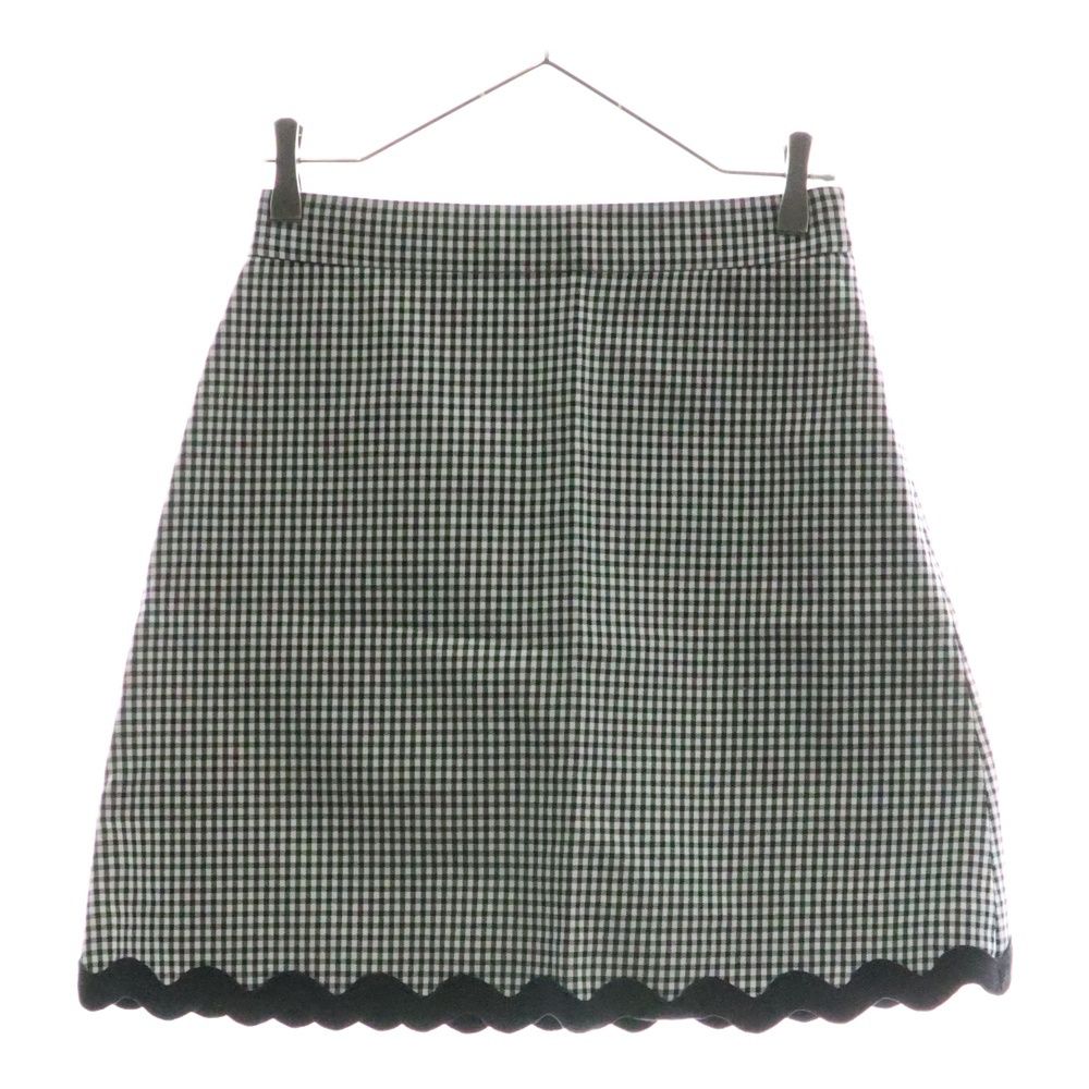 miumiu ミュウミュウ 19AW ギンガムチェック総柄 裾ウェーブデザイン ミニスカート ブラック ホワイト レディース MG1301