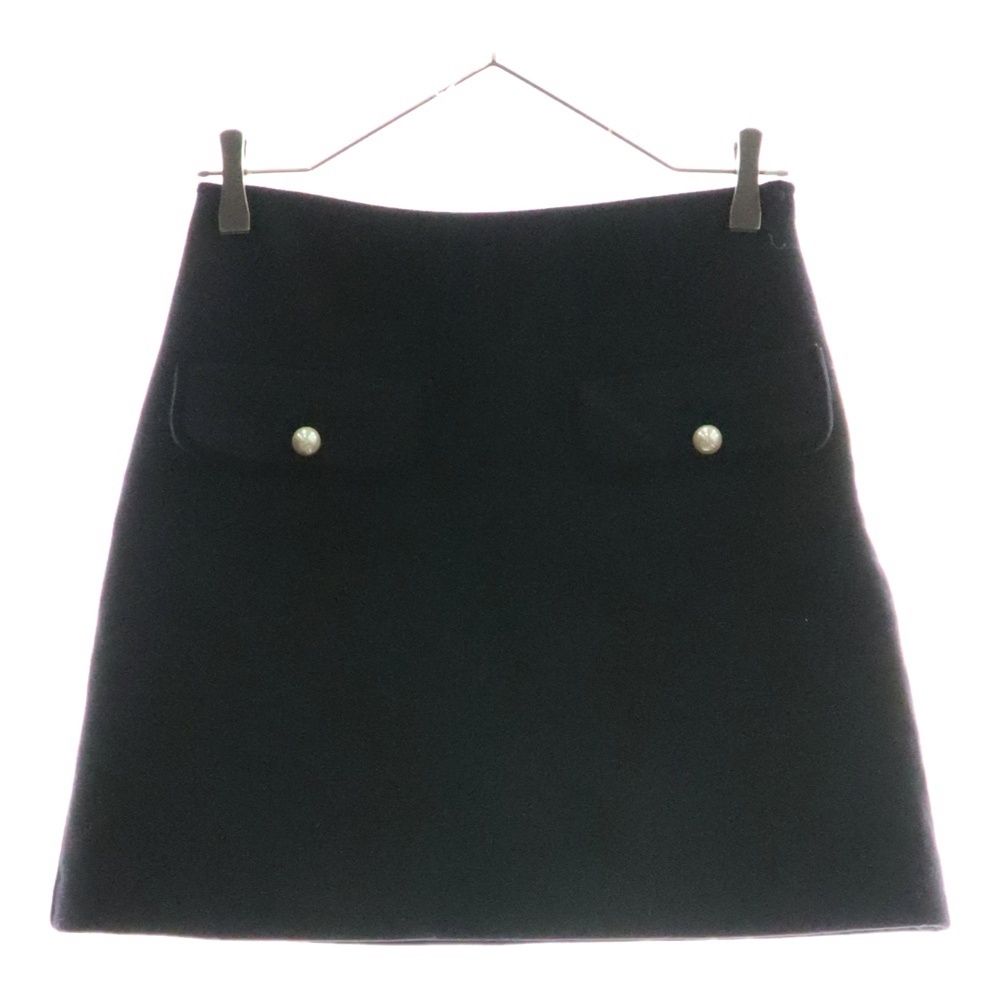 miumiu ミュウミュウ 19AW パールボタン ベロア ベルベット パイピング ウール ミニスカート ブラック レディース MG1355