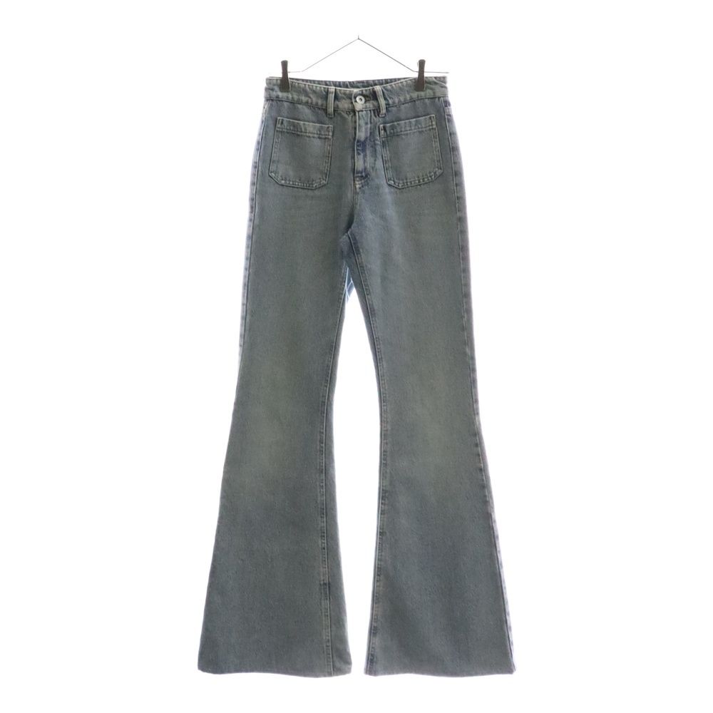 miumiu ミュウミュウ ロゴパッチ付ブーツカットデニムパンツ ジーンズ ブルー GWP303 1VJ0