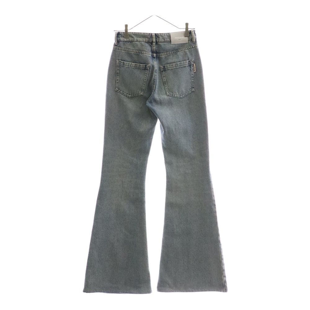 miumiu ミュウミュウ ロゴパッチ付ブーツカットデニムパンツ ジーンズ ブルー GWP303 1VJ0