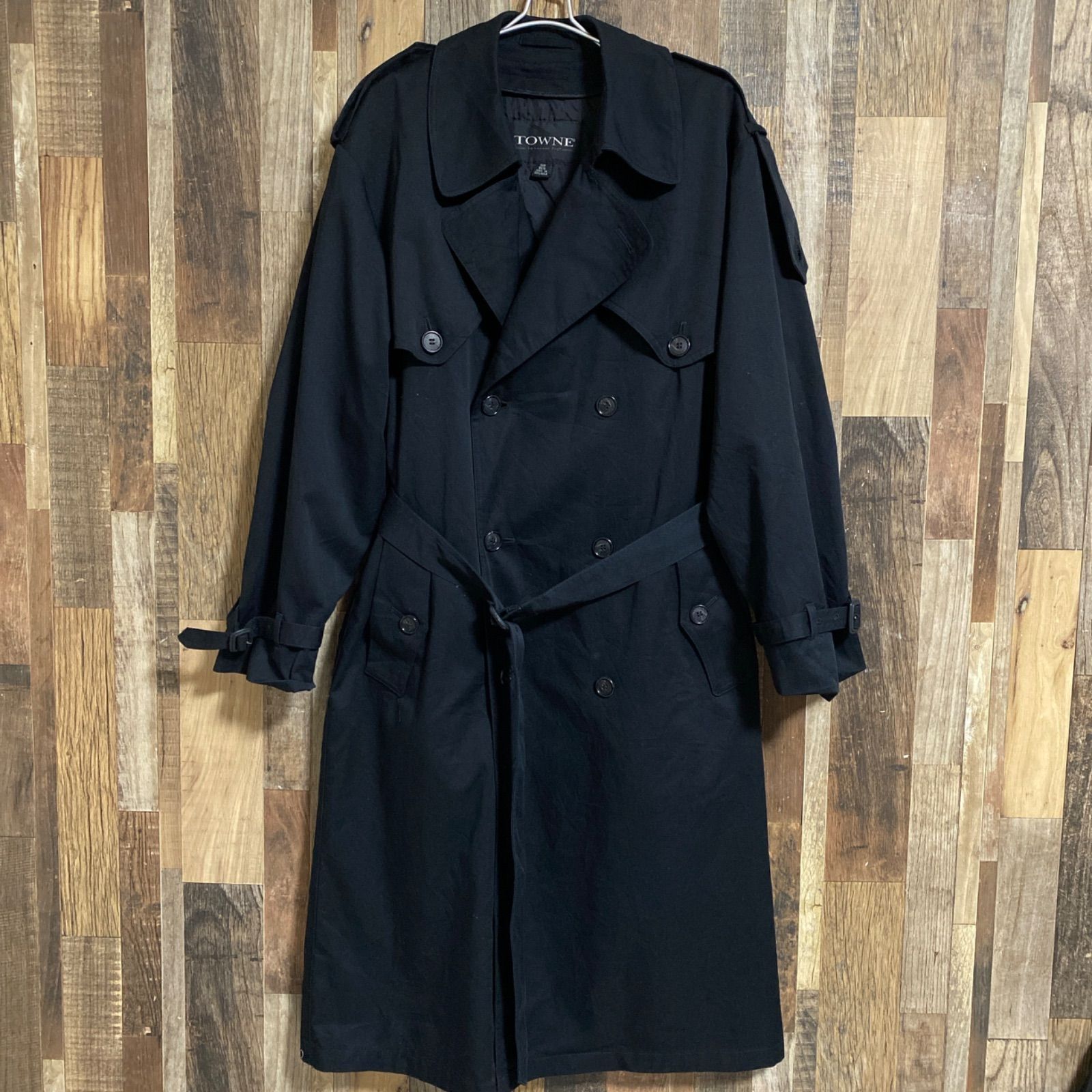 TOWNE タウン トレンチコート ブラック フォーマル ビジネス ヴィンテージ アウター メンズ 古着 長袖