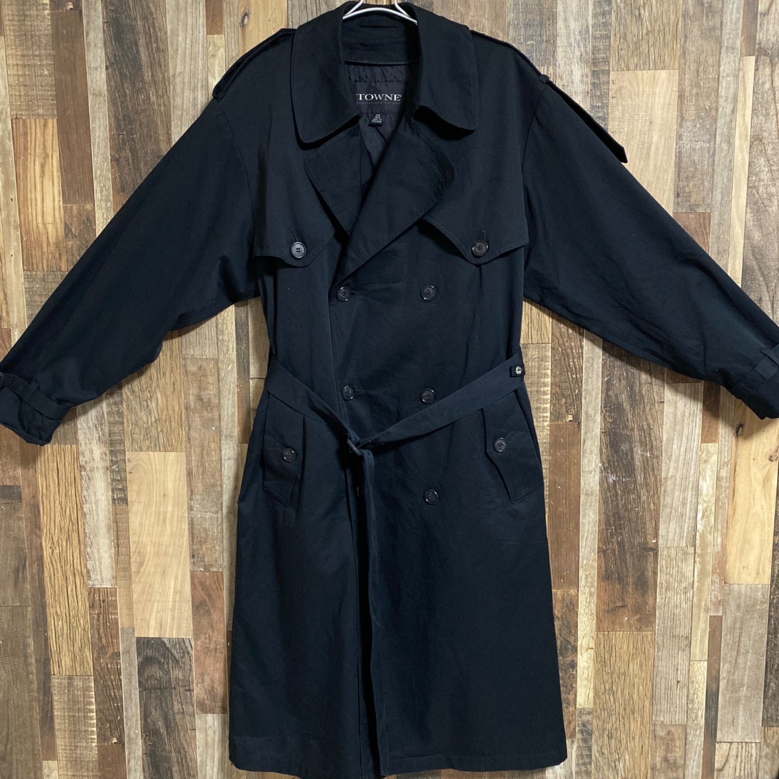 TOWNE タウン トレンチコート ブラック フォーマル ビジネス ヴィンテージ アウター メンズ 古着 長袖
