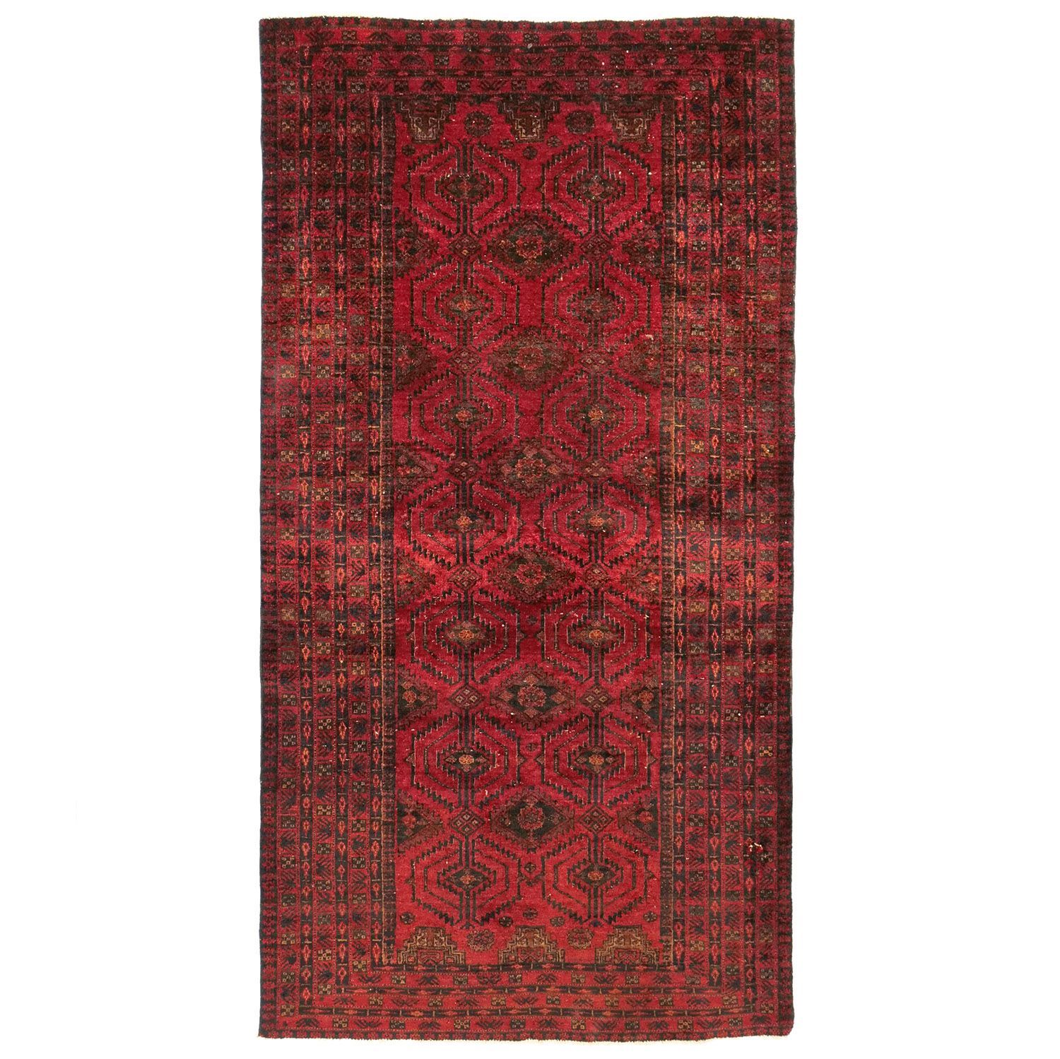 バルーチ 1950年代 1750×950mm セミアンティーク ダイヤモンドモチーフ ウール 手織り 一点物 アンティークペルシャ絨毯 ヴィンテージラグ専門店 carpet 送料無料