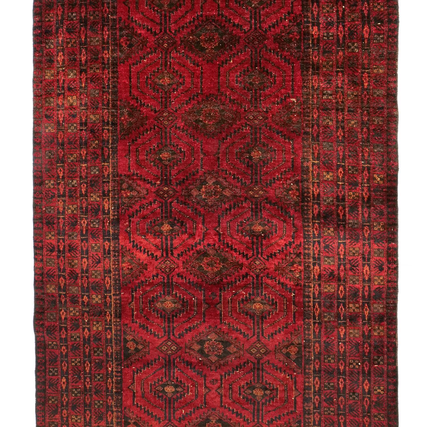 バルーチ 1950年代 1750×950mm セミアンティーク ダイヤモンドモチーフ ウール 手織り アンティークペルシャ絨毯 ヴィンテージラグ専門店 carpet MARWIL-DEMENAGEMENTS_CH