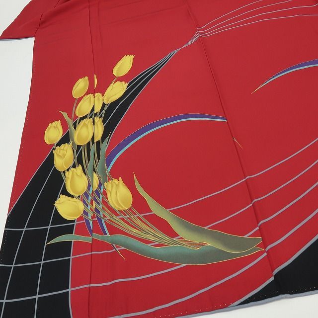 六花-RIKKA- 正絹 チューリップ 胴抜仕立て 手縫い 訪問着 着物 A3716