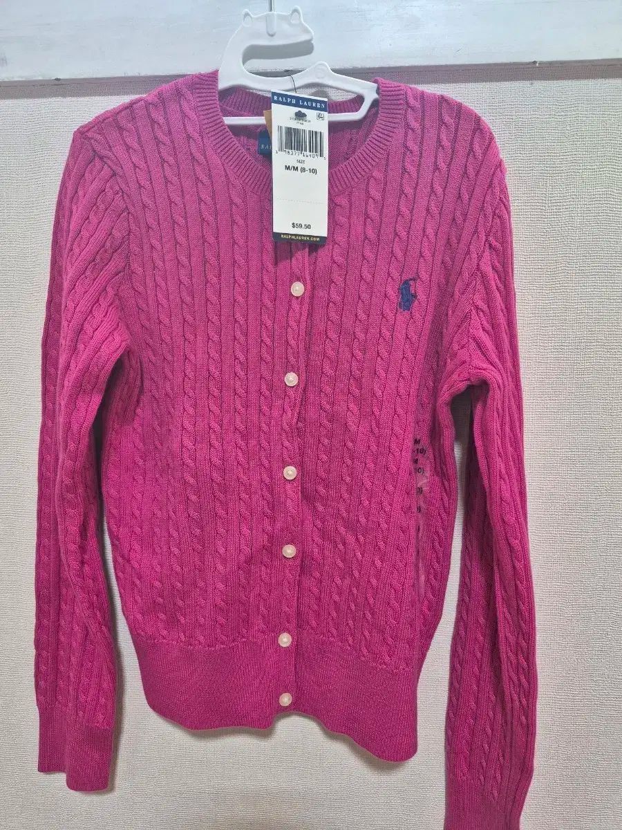 Polo Kids ポロキッズ ケーブル カーディガン ピンク 10y