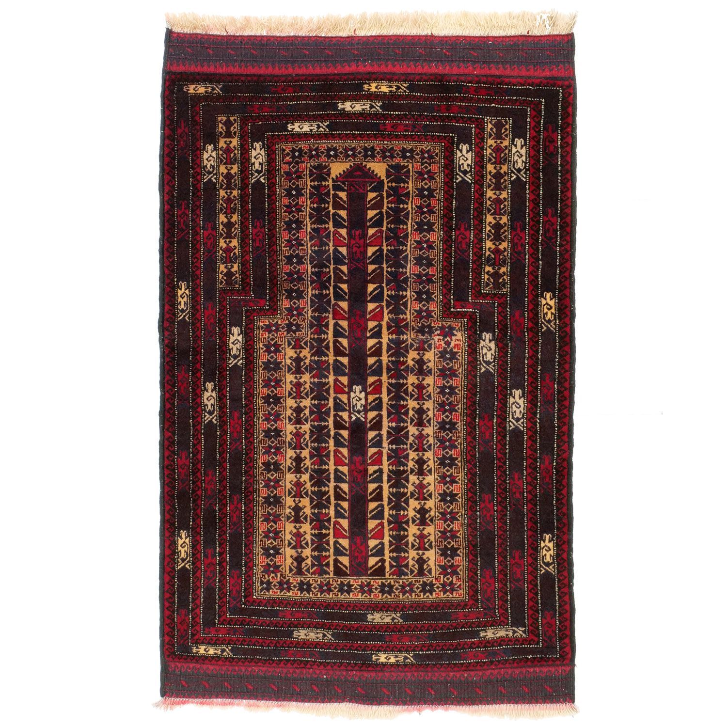 アフガニスタン 1970年代 1450×900mm セミアンティーク ミフラーブ 生命の樹 エンドキリム ウール 手織り アンティークペルシャ絨毯 ヴィンテージラグ専門店 carpet