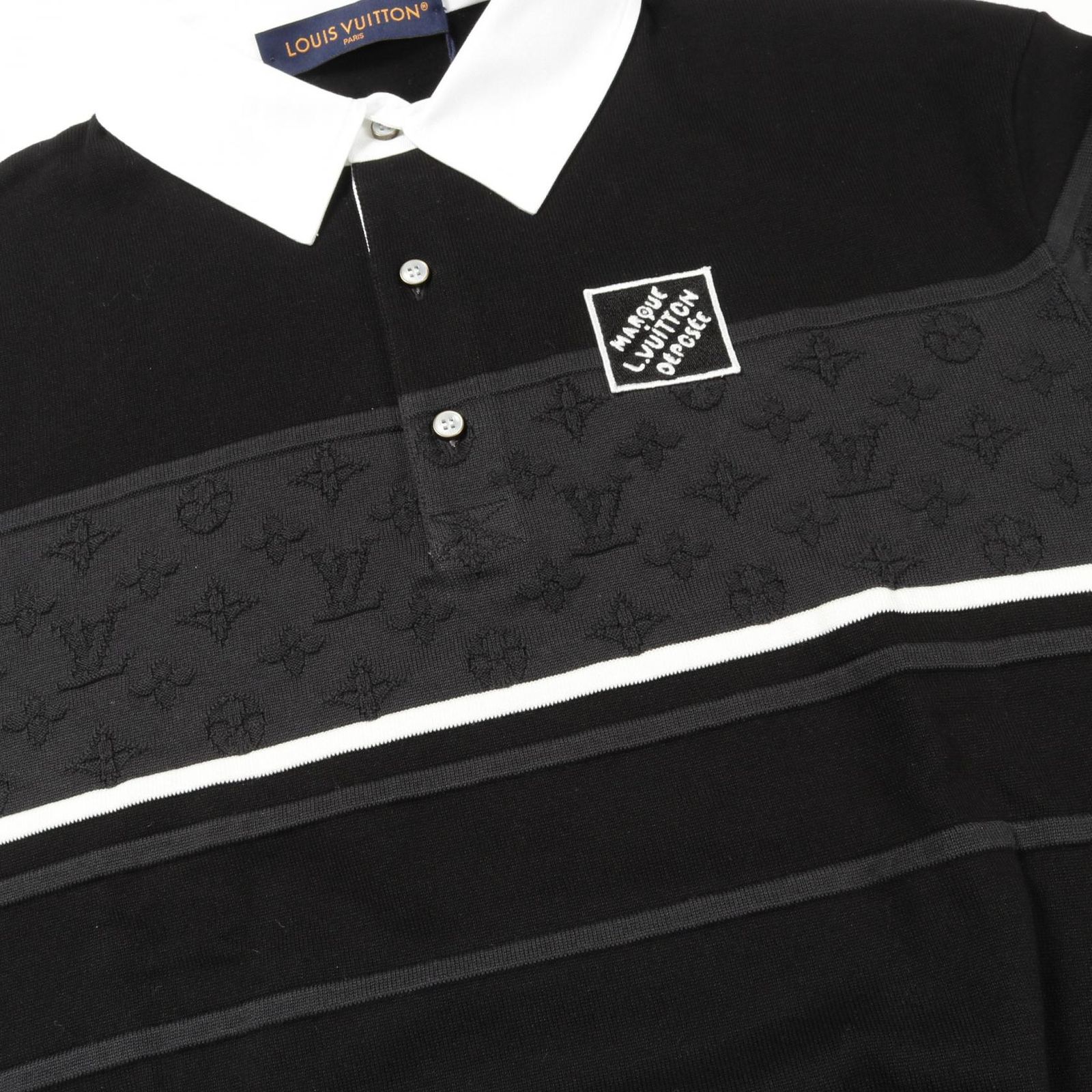 LOUIS VUITTON ルイ ヴィトン モノグラム ジャカード ロングスリーブ ポロシャツ WWW_KARIMZIABAT_FR