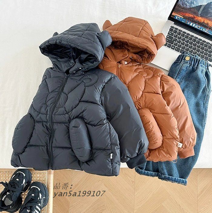  キッズ ダウンジャケット ダウンコート 男の子 女の子 ダウン 保温効果抜群 おしゃれ 通学 くま耳フード付き 防寒 キッズ服子供服 クマ あったか アウター yan 5 a 199107 ベビーサンダル ベビーシューズ