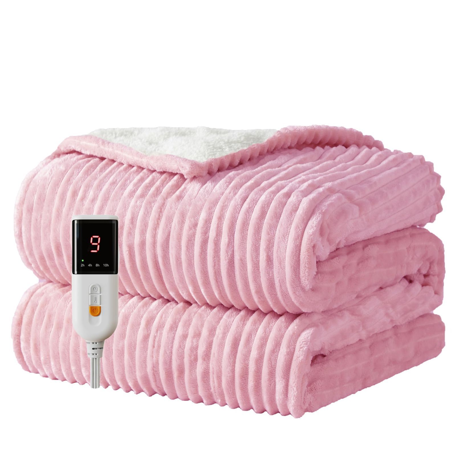 在庫セール 電気ひざ掛け Texciting 暖房スロー 130X180cm センチメートル-9熱設定-10時間オートオフ 洗濯機で洗える 電気毛布 を加熱 ピンク