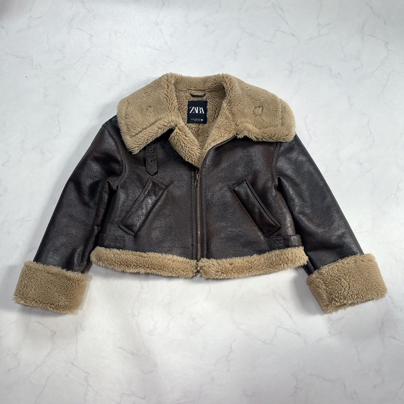 完売モデルZARA ダブルフェイス ボア ショートジャケット XS