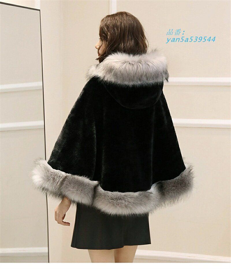 ポンチョコート フード付き レディース マントコート 秋冬 無地 フェイクファー 秋冬物 マント ポンチョ アウター 女の子 厚手 お呼 ドルマンスリーブ yan5a539544 GULLKHAN_COM