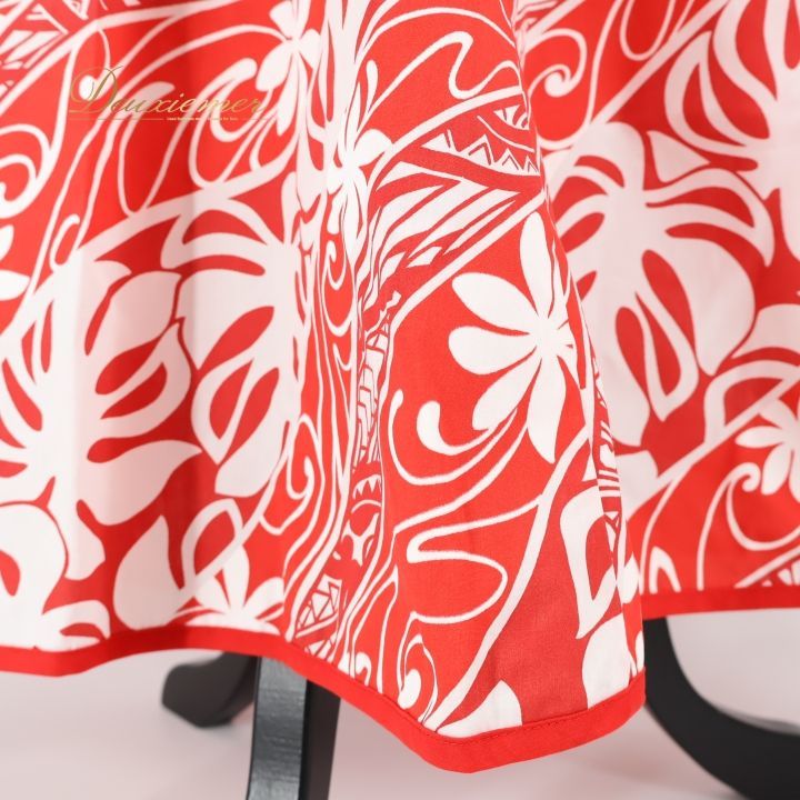 フラダンス 衣装 ワンピース ドレス レッド系 アロハ フラ ダンス 花柄 鮮やか 半袖 かわいい ALOHA STANDARDS ティアレ柄 ハワイアン アロハ 華やか ハワイアンプリント ホワイト系 USTAUSTRALIA_COM_AU