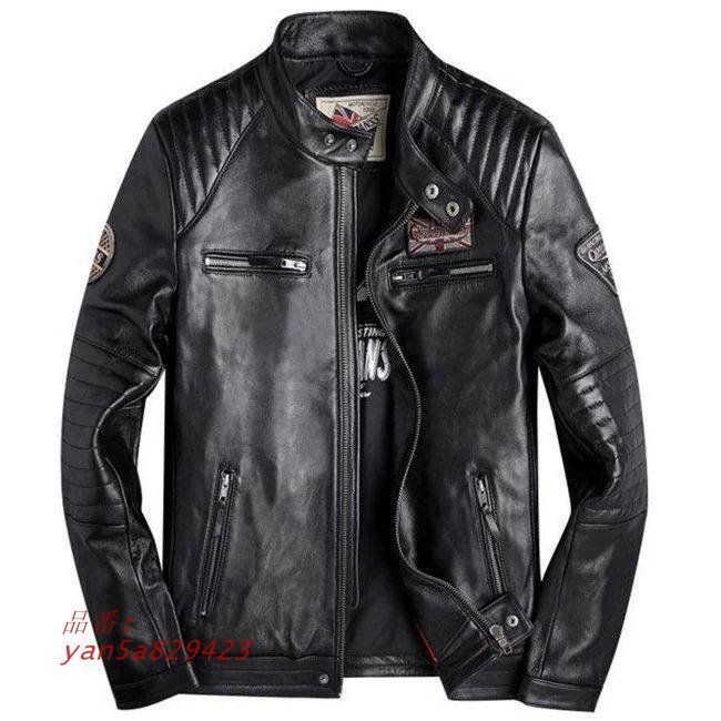 秋冬 メンズジャケット ジャケット 羊革製 カッコイイ スリムフィット レザーコート 耐磨 ラペル 革ジャン ライダースジャケット 父の日 防風 防寒 yan5a829423