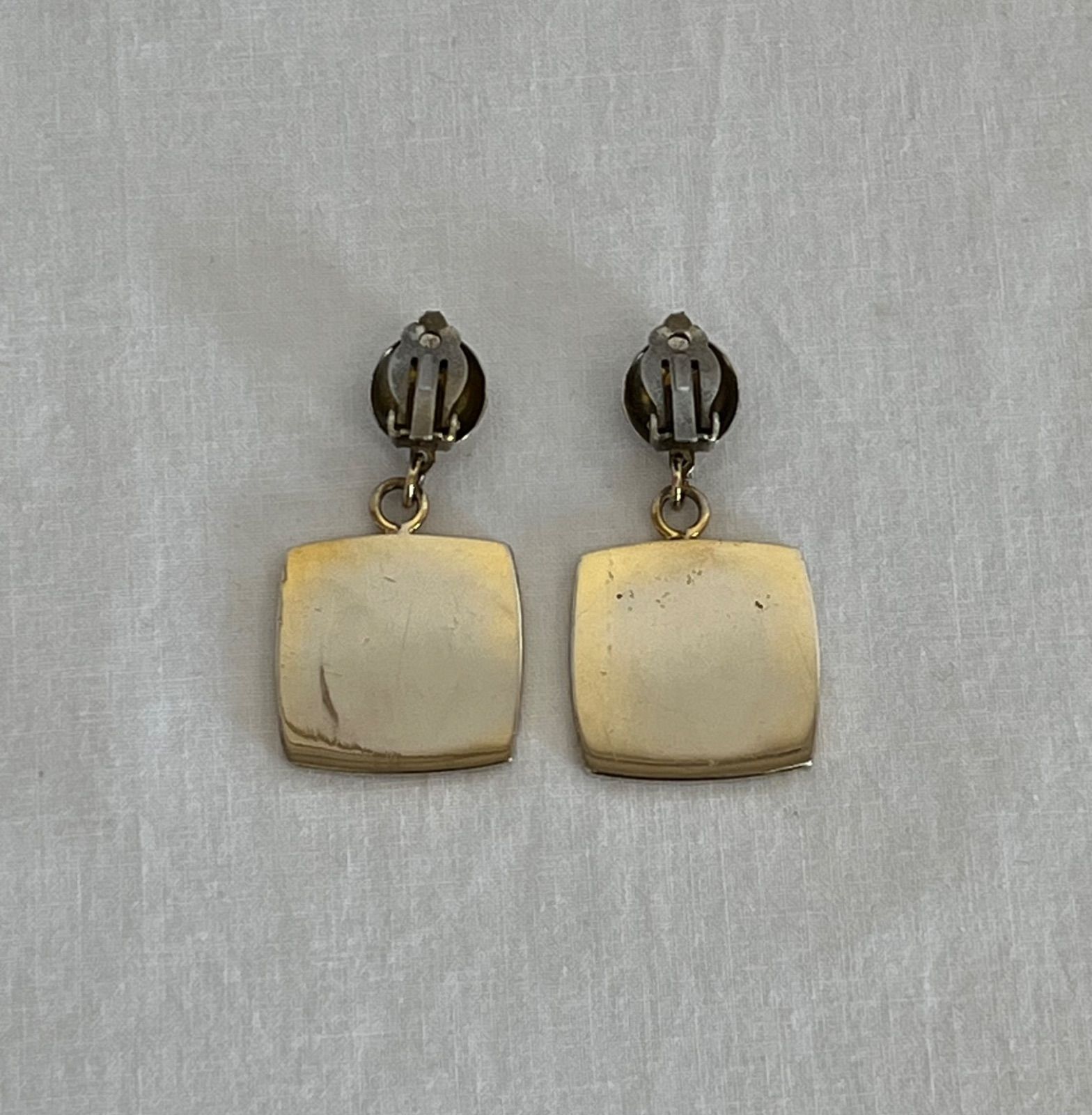 CHANEL シャネル ココマーク スクエア イヤリング ゴールド×ブラック ヴィンテージ