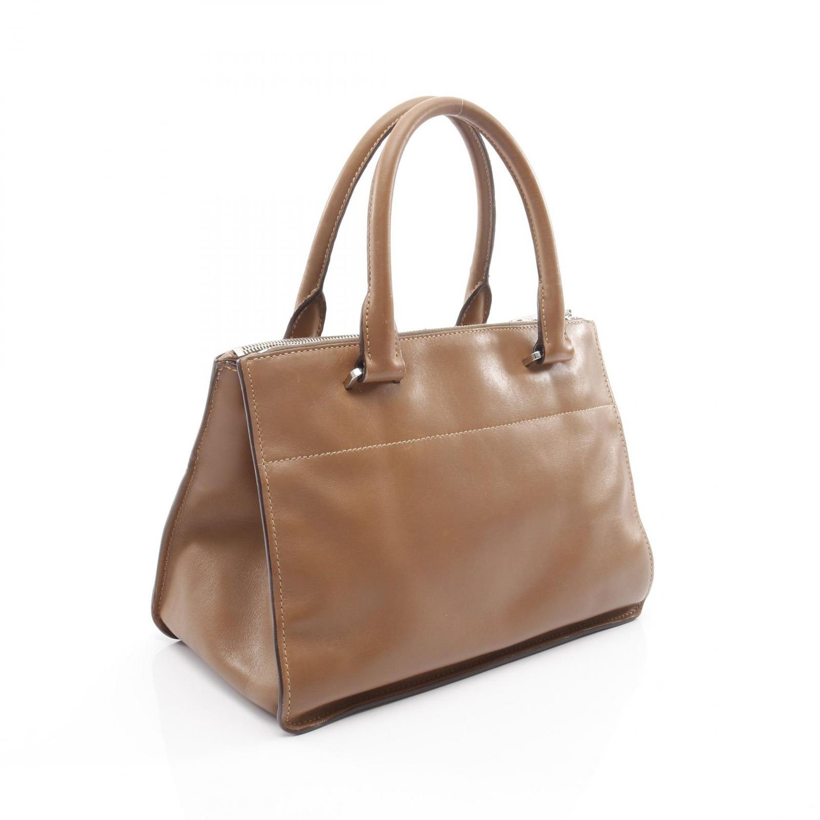 プラダ PRADA ハンドバッグ ブラウン レザー トライアングルロゴ 2wayトートバッグ レディース Used B