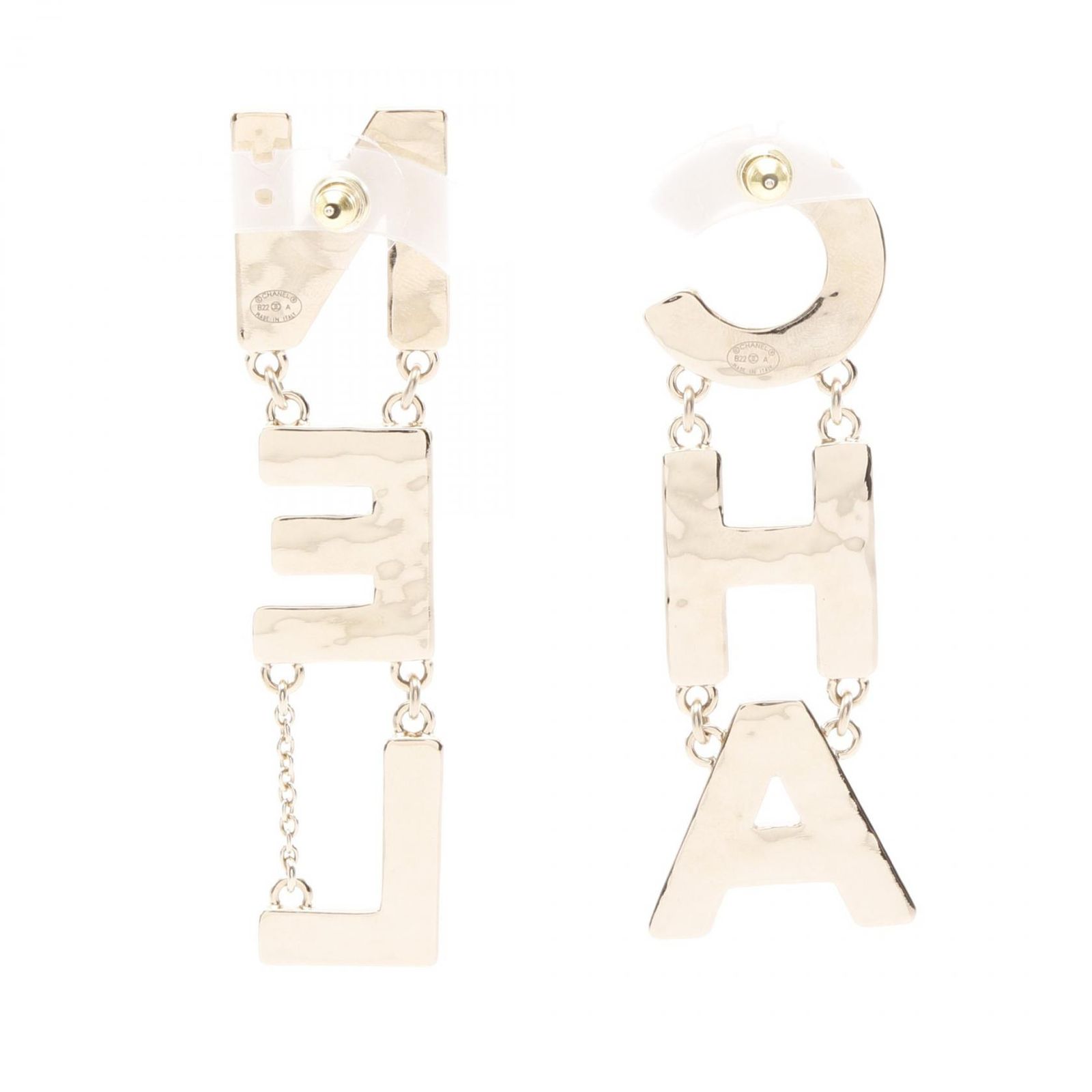 シャネル CHANEL ピアス CHANELロゴ GP ゴールドメッキ ピアス レディース Used A