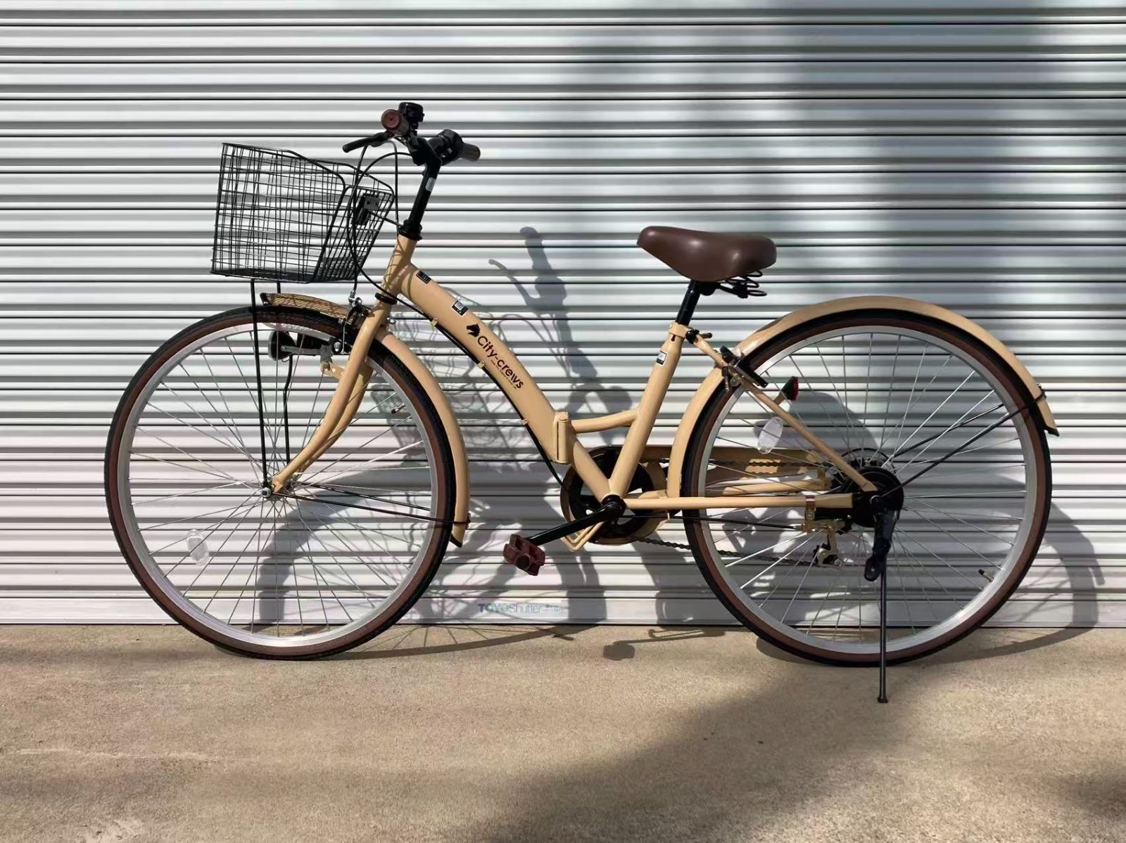 アウトレット品 折りたたみ自転車 26インチ カゴ付き シマノ 6段変速 CC-26 ペールブラウン