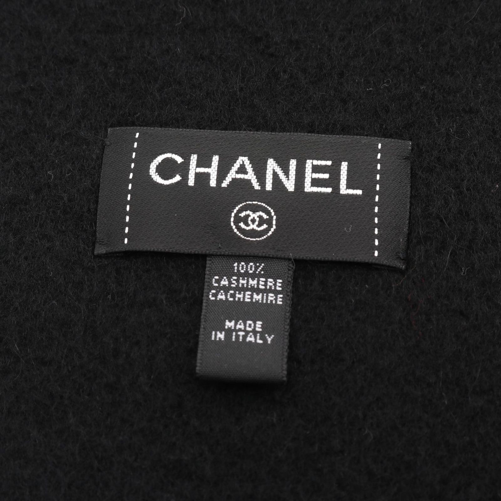 シャネル CHANEL マフラー ココマーク カメリア ブラック カシミヤ マフラー レディース Used B