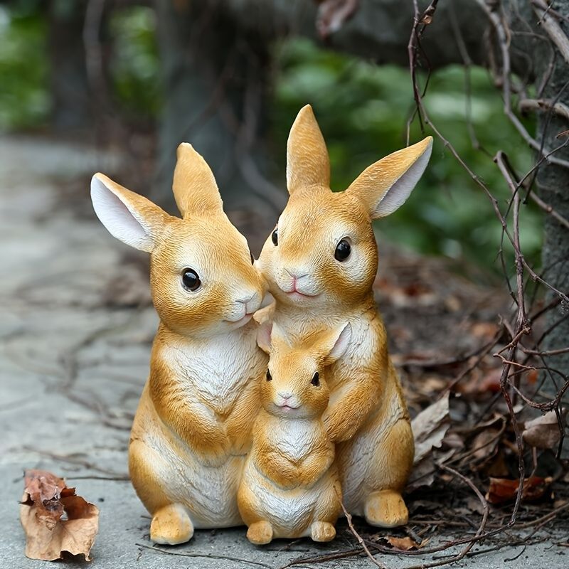 置物 オブジェ うさぎ ほっこり 幸せな家族ラビット かわいい アニマル