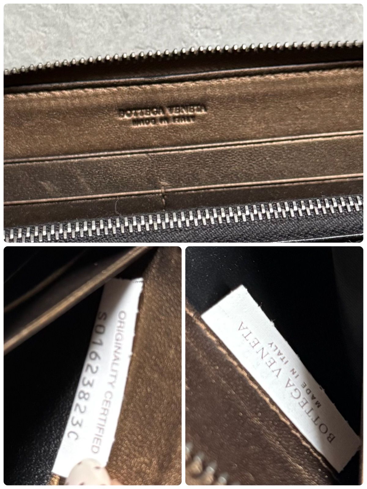 希少✨BOTTEGA VENETA ラウンドジップ 折財布 イントレ 茶色 美品 org.jpg