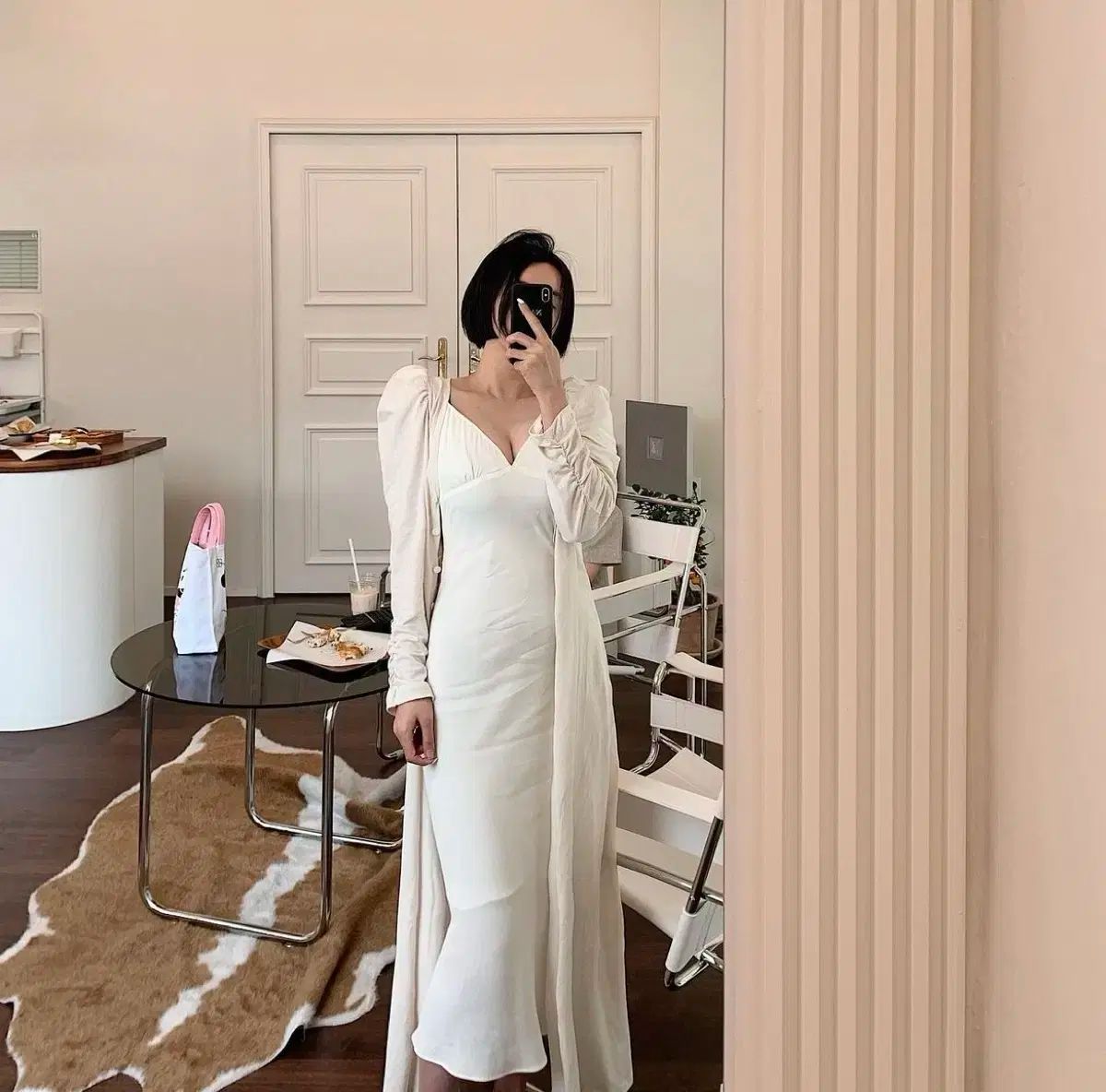 nulmae ナニ スリップワンピース - マキシ ファー カーディガン セット