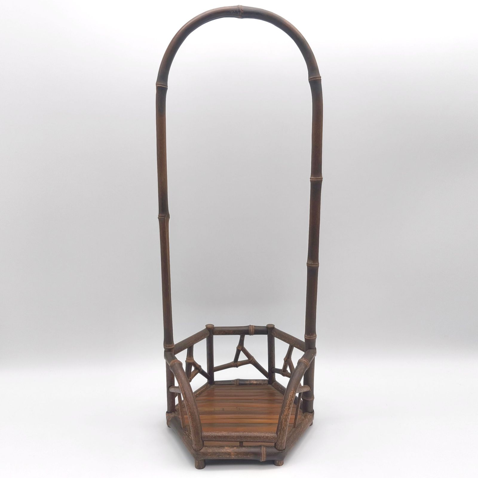 涼炉台 竹組 手付 六角 竹工芸 茶道具 No.251020-21 梱包サイズ100