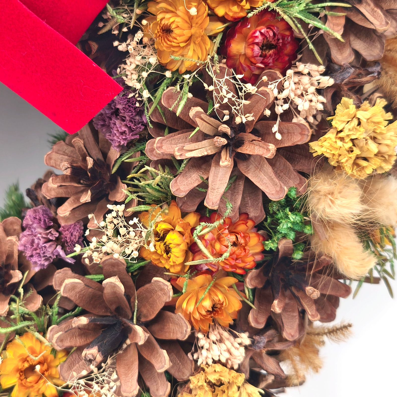 クリスマスリース 手作り ハンドメイド 松ぼっくり ドライフラワー No.251020-58 梱包サイズ100