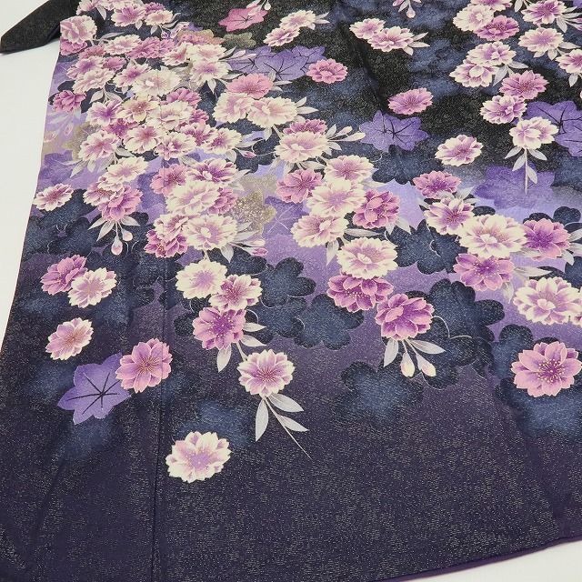 六花-RIKKA- 正絹 桜 銀通し 刺繍 トールサイズ 振袖 着物 A3713