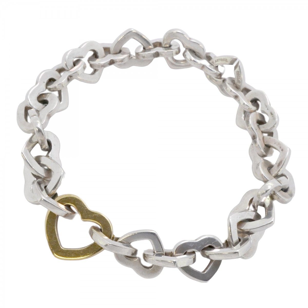 5jmb0475 ティファニー ブレスレット ハートリンク K18YG イエローゴールド シルバー925 レディース