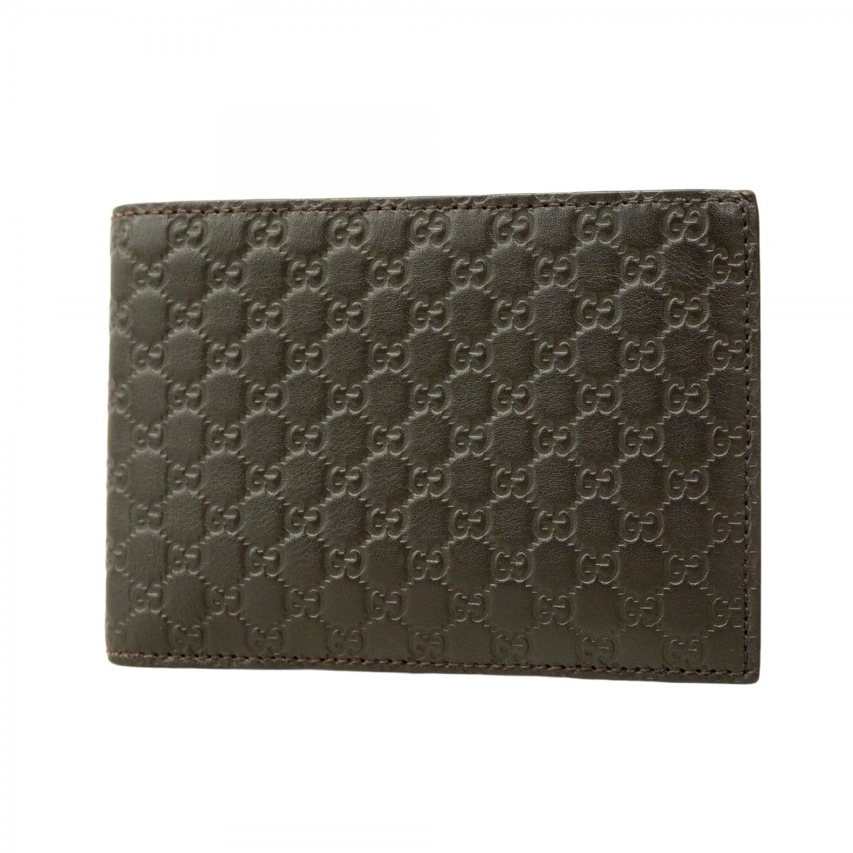 5me5368 グッチ 財布 マイクログッチシマ 292534 レザー ダークブラウン シルバー金具 メンズ