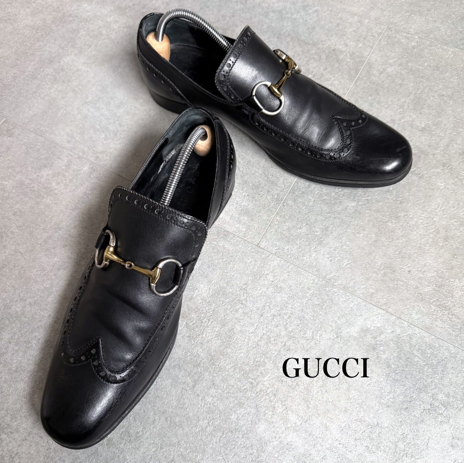希少 GUCCI グッチ ホースビットローファー ウィングチップ レザー
